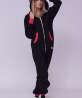 Sofa Killer black onesie with coral color cuff