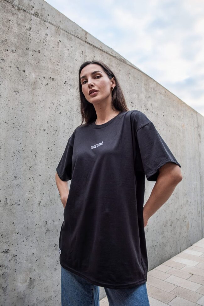 CHCĘ SPAĆ (HAFT) - T-Shirt Unisex - Czarny (XXL)